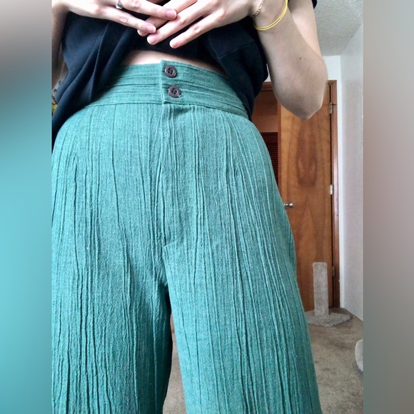 SOLD Green Wide Leg Pants - Picture 1 of 6